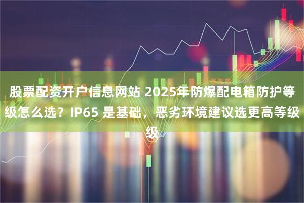 股票配资开户信息网站 2025年防爆配电箱防护等级怎么选？IP65 是基础，恶劣环境建议选更高等级